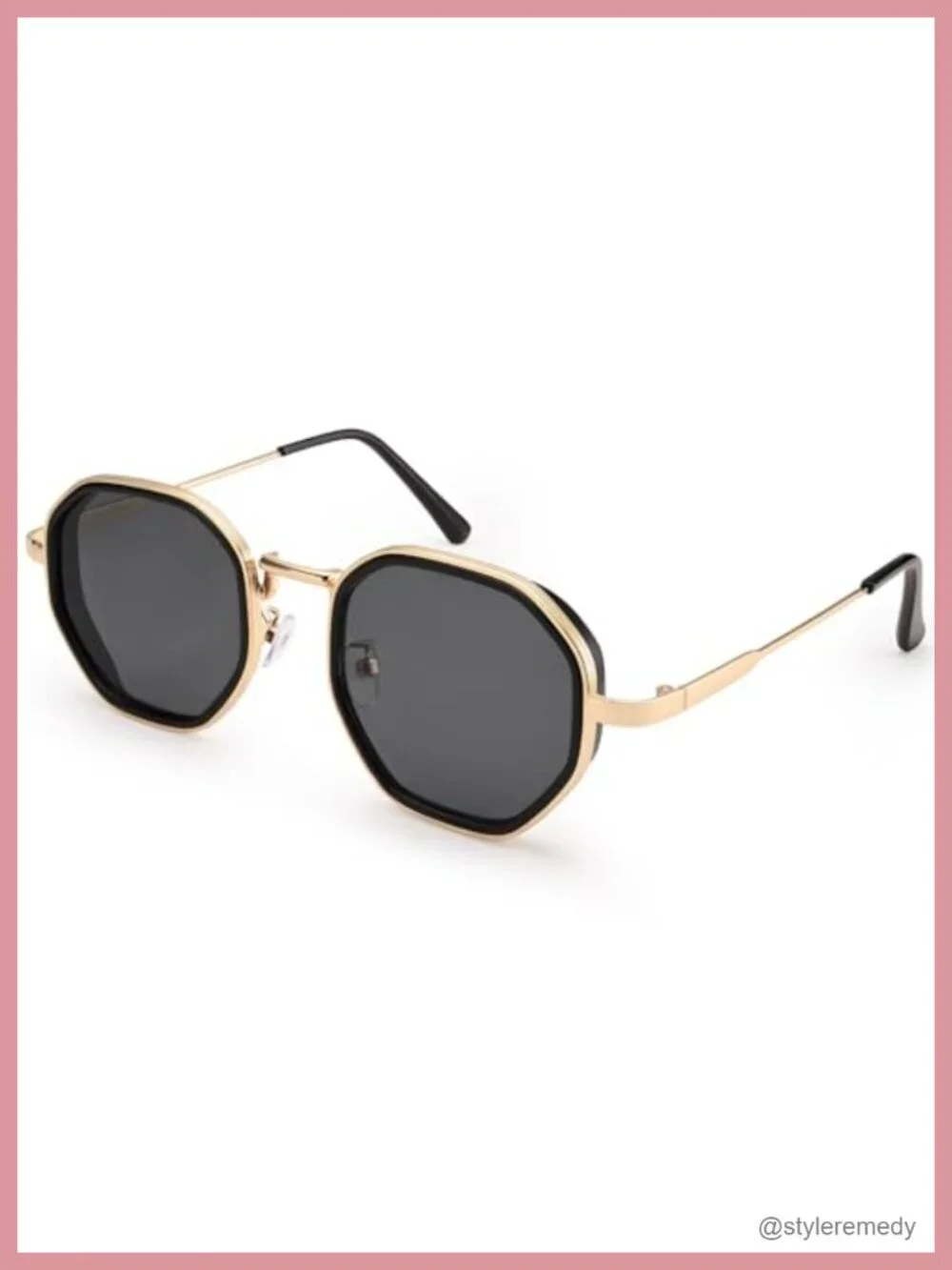 Large Trendy Retro Octagon Metal Frame Gradient UV400 Protection Sunglasses